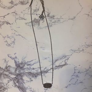 Elisa Silver Pendant Necklace In Platinum Drusy